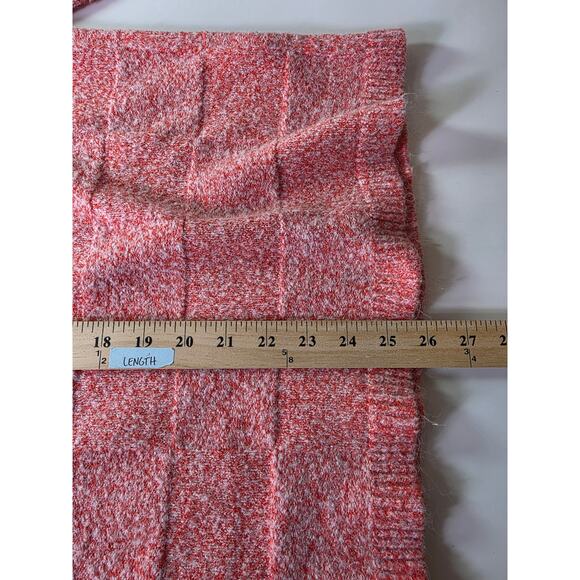 ZARA Pink Orange Heathered Checkered Boxy V-Neck Sweater SZ M - Picture 7 of 9